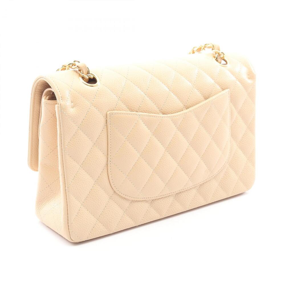 Chanel Flap Beige Matelasse Leather Shoulder Double Bag Cowhide Calfskin Tan